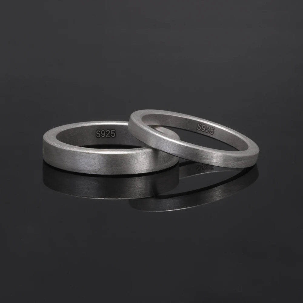 925 Sterling Silver Matte-Brushed Layer-Style Ring
