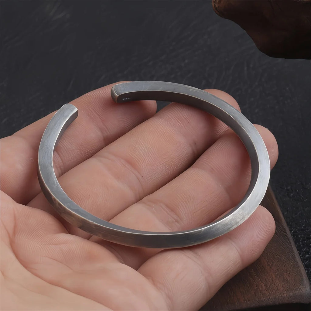 S925 Sterling Silver Resizable Cuff Bangle Bracelet