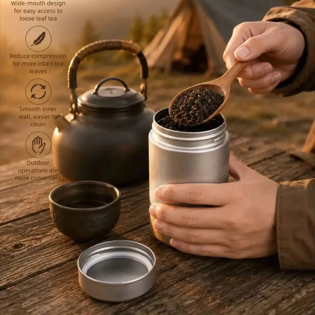 Pure Titanium Outdoor Tea Caddy Boiling-Water-Safe