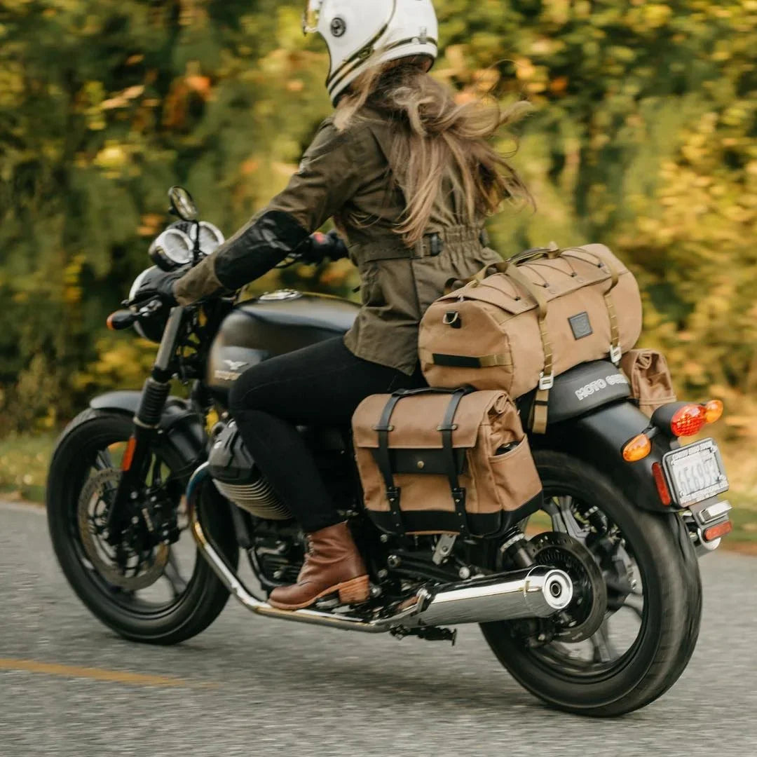 Vintage Motorcycle Rear Canvas Touring Luggage Saddlebags