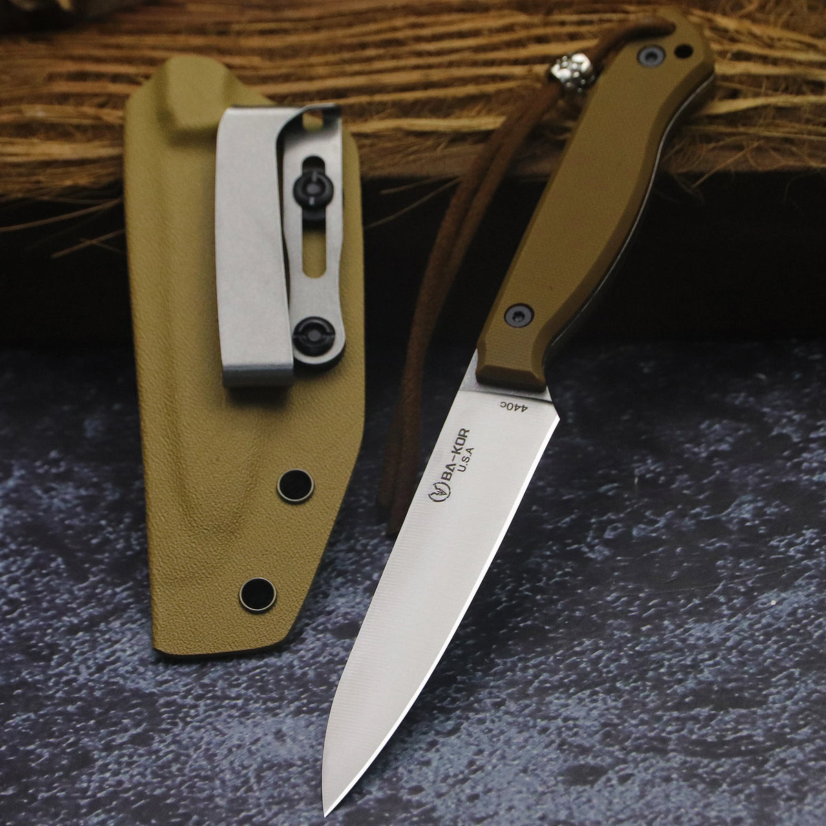 440C Stainless Steel FullTang Outdoor Knife Sheath