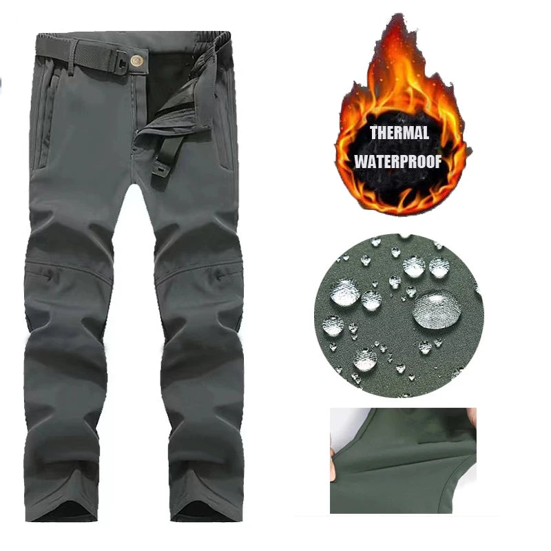 Men's Winter Waterproof Fleece-Lined Cargo Pants