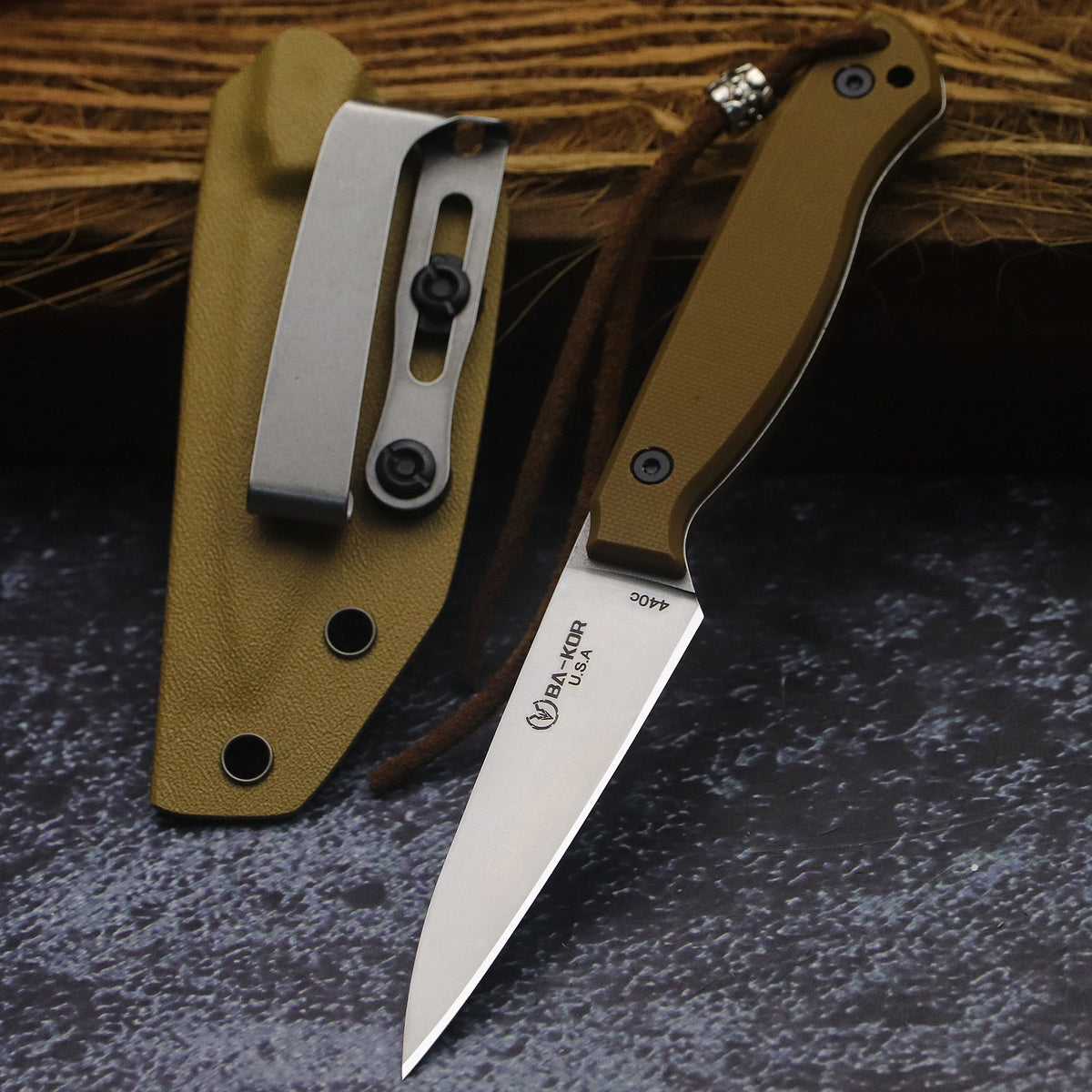 440C Stainless Steel FullTang Outdoor Knife Sheath