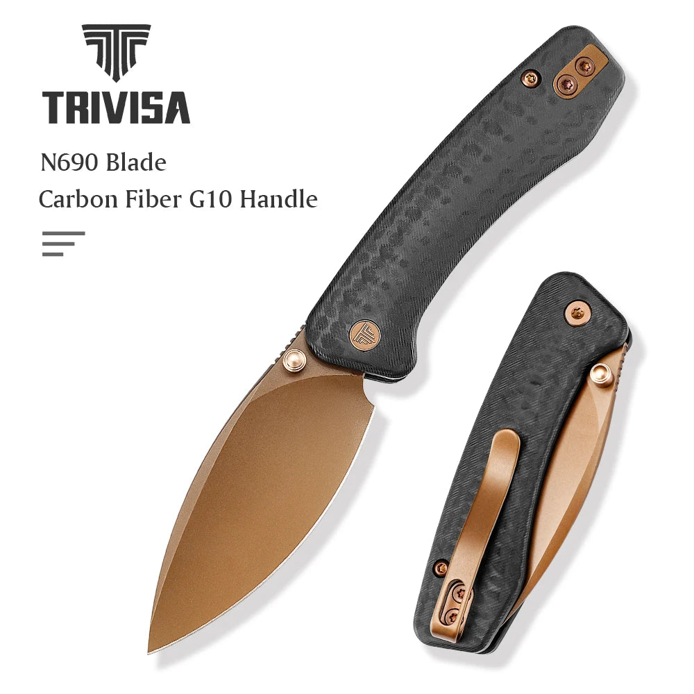 TRIVISA N690-Steel EDC Folding Pocketknife G10-Handle