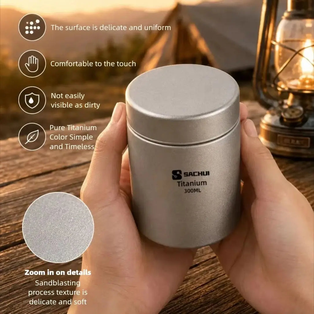 Pure Titanium Outdoor Tea Caddy Boiling-Water-Safe