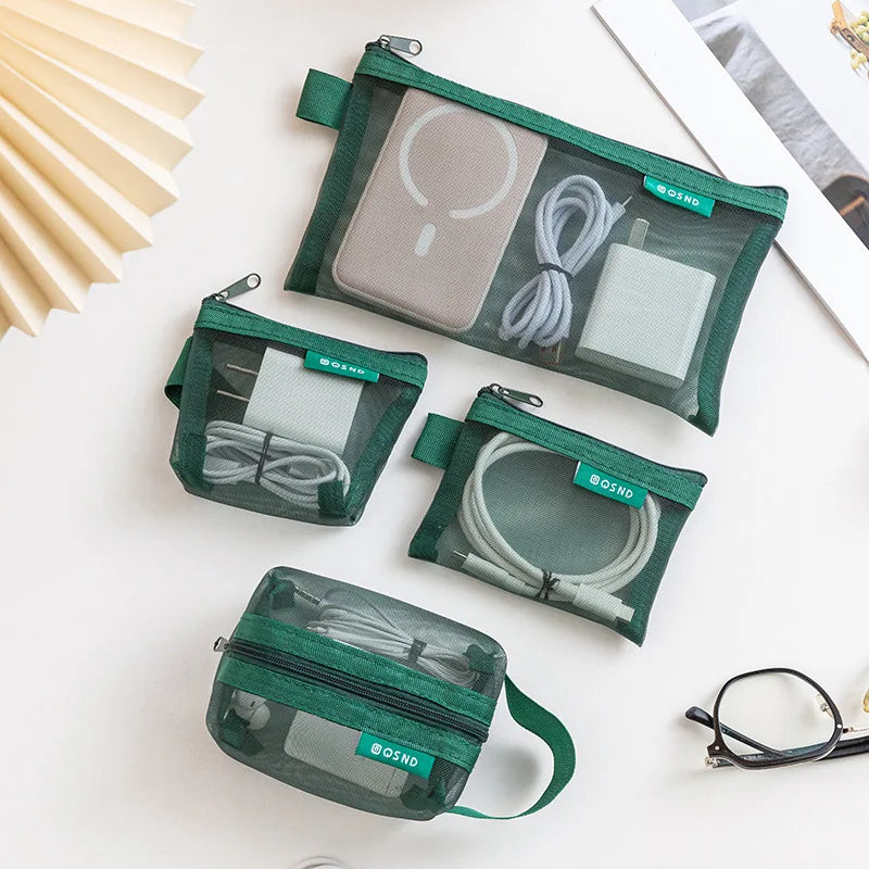 Transparent Mesh Coin Miscellaneous Storage Pouches