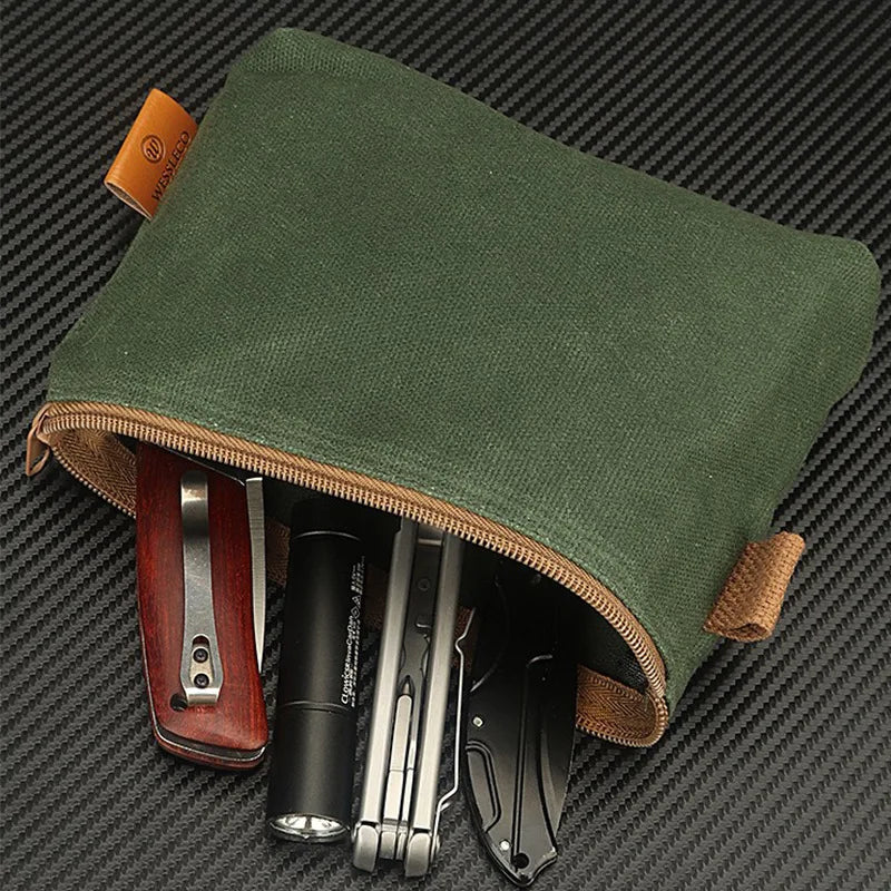 Wessleco Durable Waxed Canvas Storage Bag Organizer