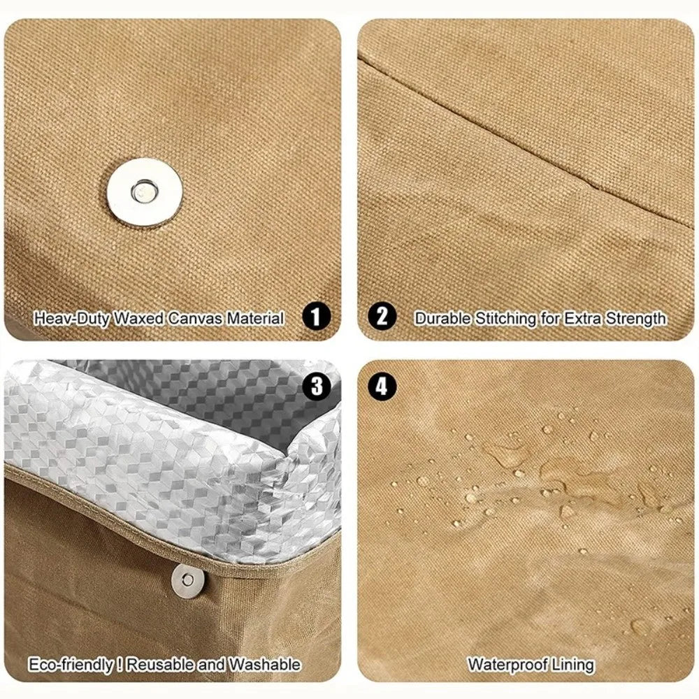 Multipurpose Large Capacity Waxed Canvas Lunchboxes