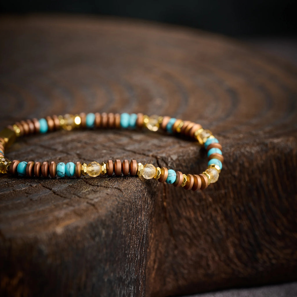 Unisex 4mm Matte-Brown Spacer-Bead Vintage Bracelet