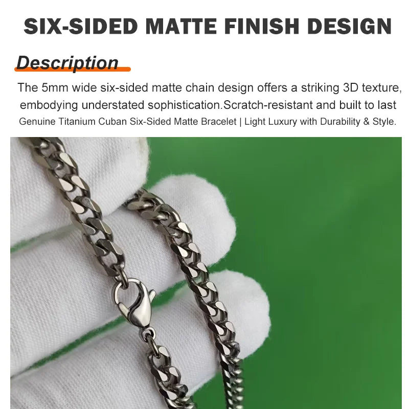 Mens Genuine Titanium Cuban Bracelet ScratchResistant Chain