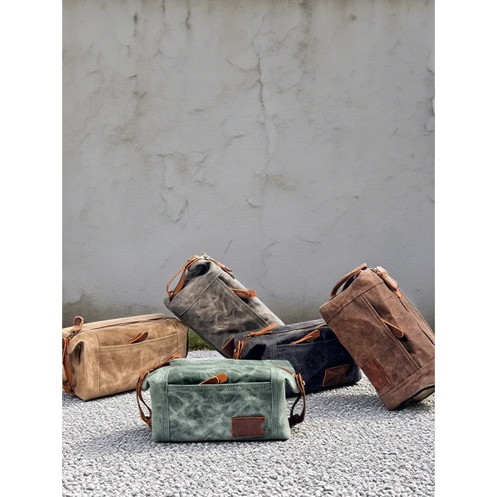 Vintage Waterproof Oilskin Canvas Organizer Clutch