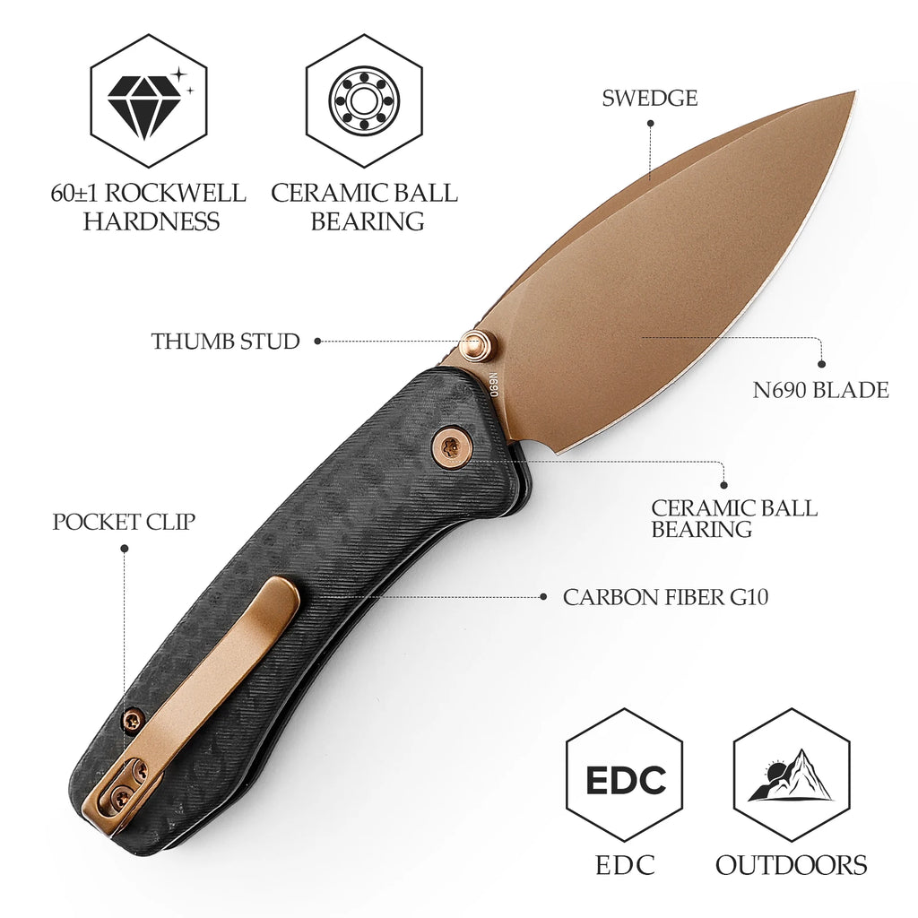 TRIVISA N690-Steel EDC Folding Pocketknife G10-Handle