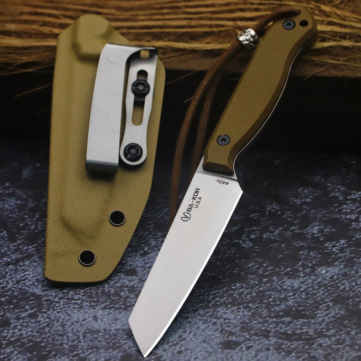 440C Stainless Steel FullTang Outdoor Knife Sheath