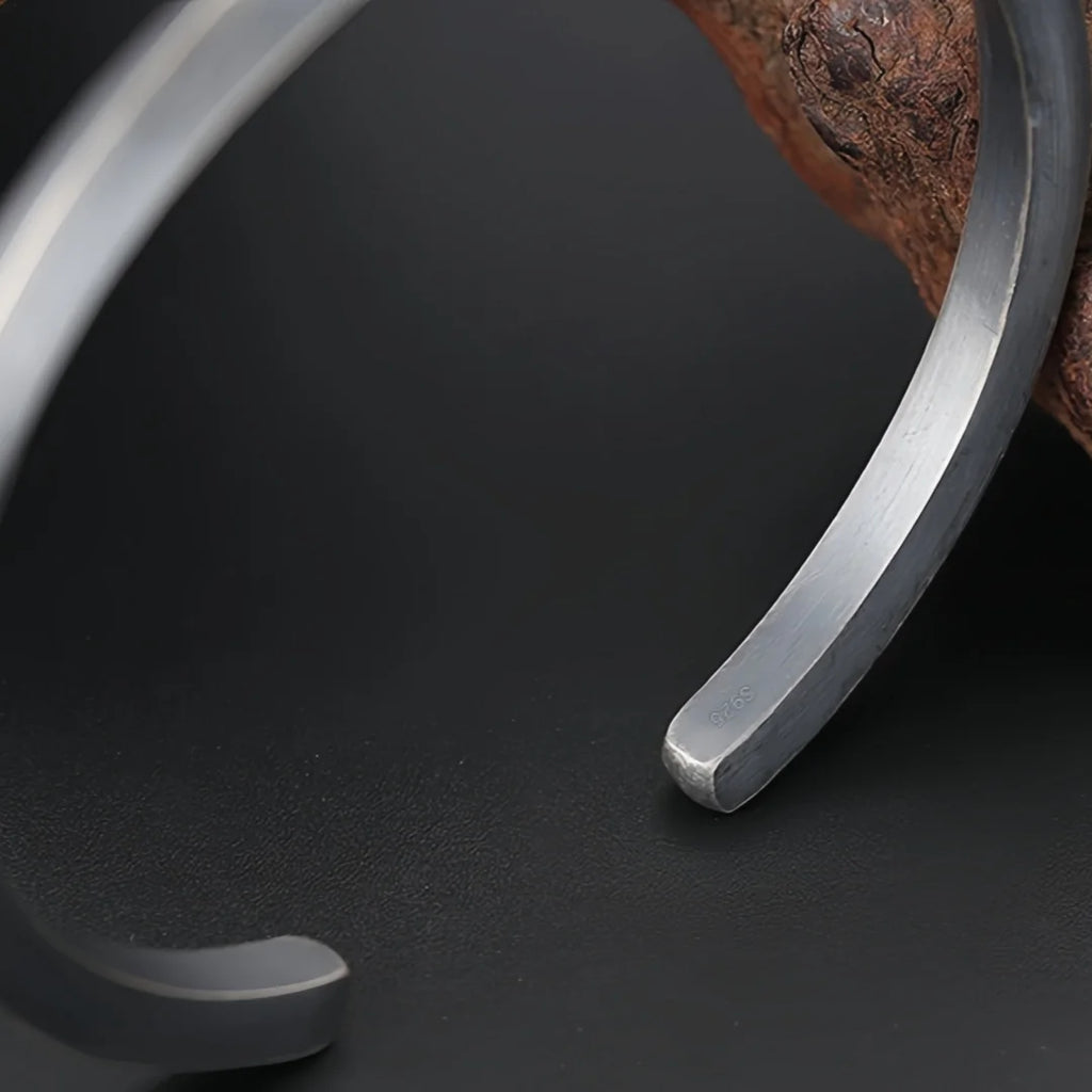 S925 Sterling Silver Resizable Cuff Bangle Bracelet