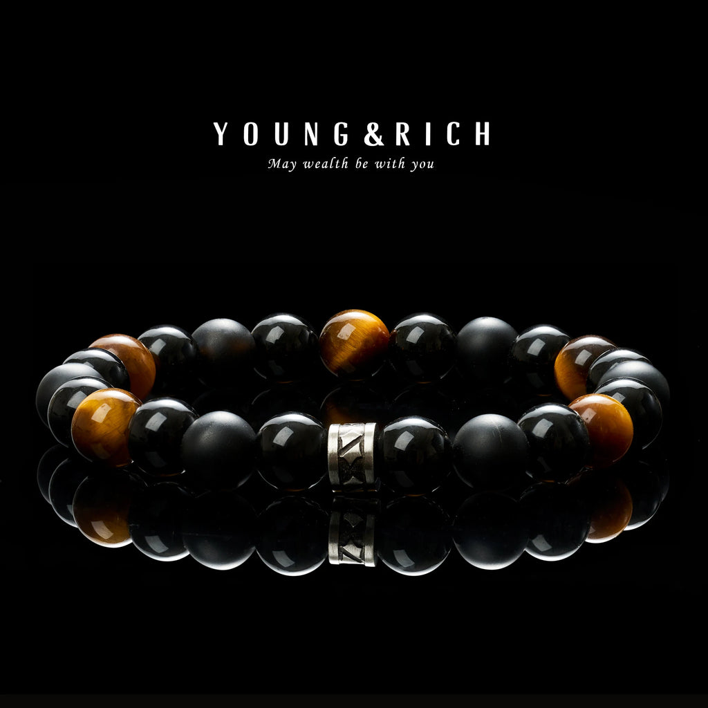 Mens 8mm TigersEye NaturalGemstone Beaded Bracelet