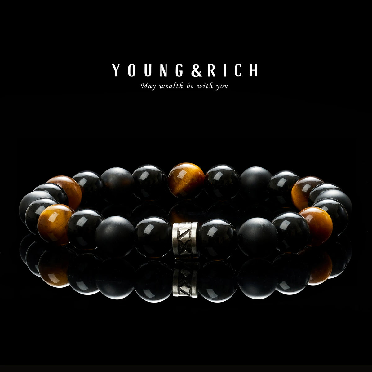 Mens 8mm TigersEye NaturalGemstone Beaded Bracelet