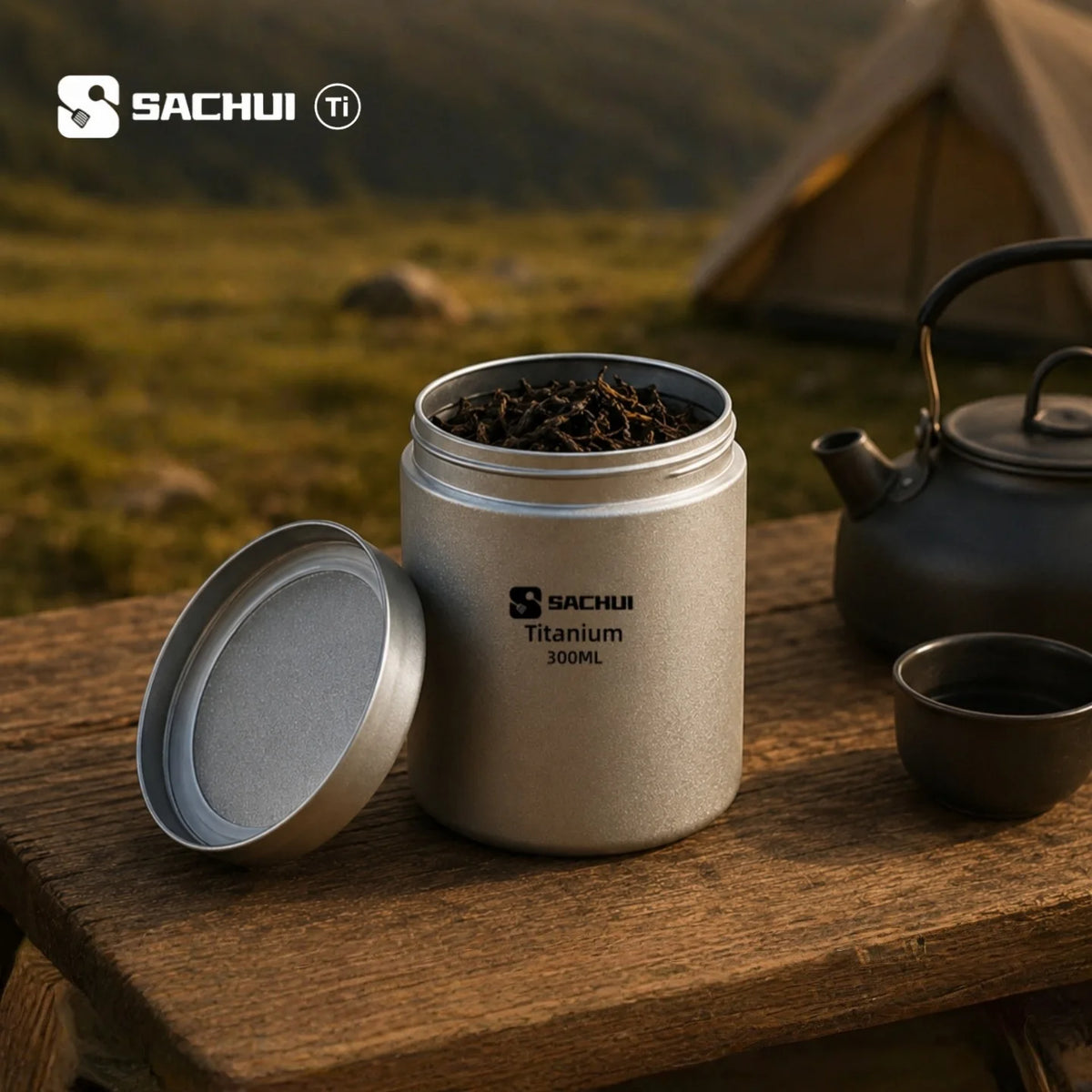 Pure Titanium Outdoor Tea Caddy Boiling-Water-Safe