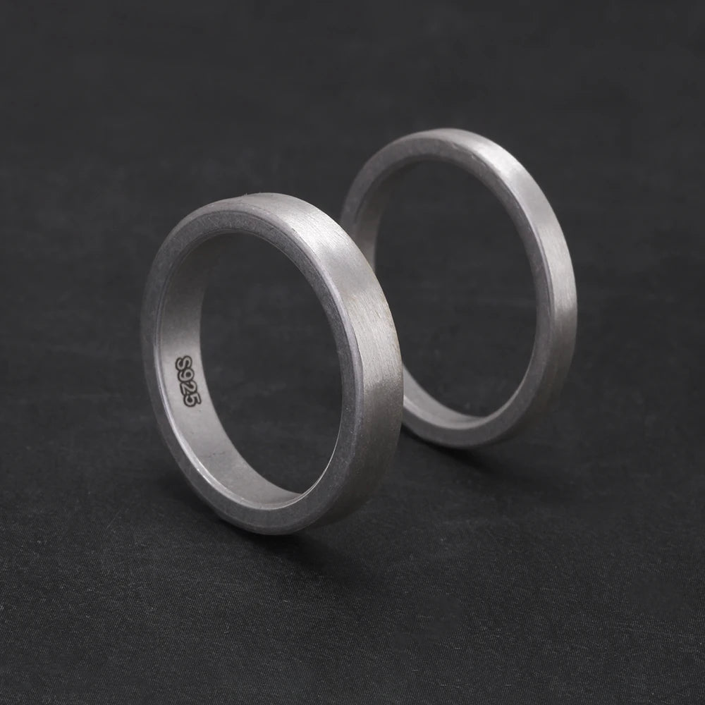 925 Sterling Silver Matte-Brushed Layer-Style Ring