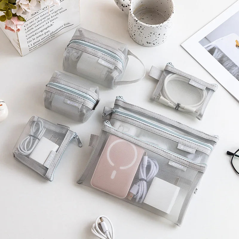 Transparent Mesh Coin Miscellaneous Storage Pouches