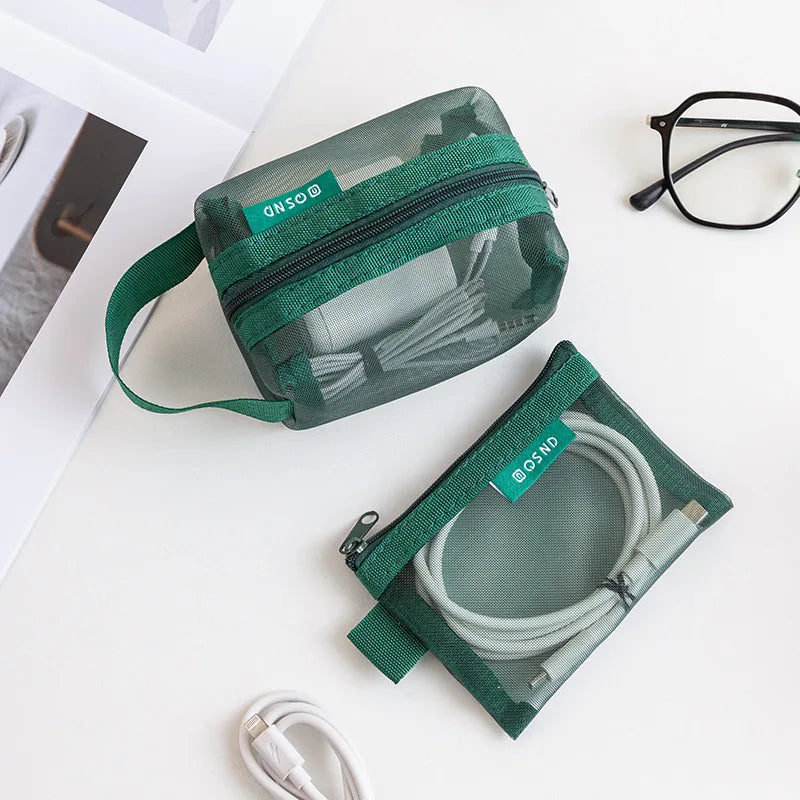 Transparent Mesh Coin Miscellaneous Storage Pouches