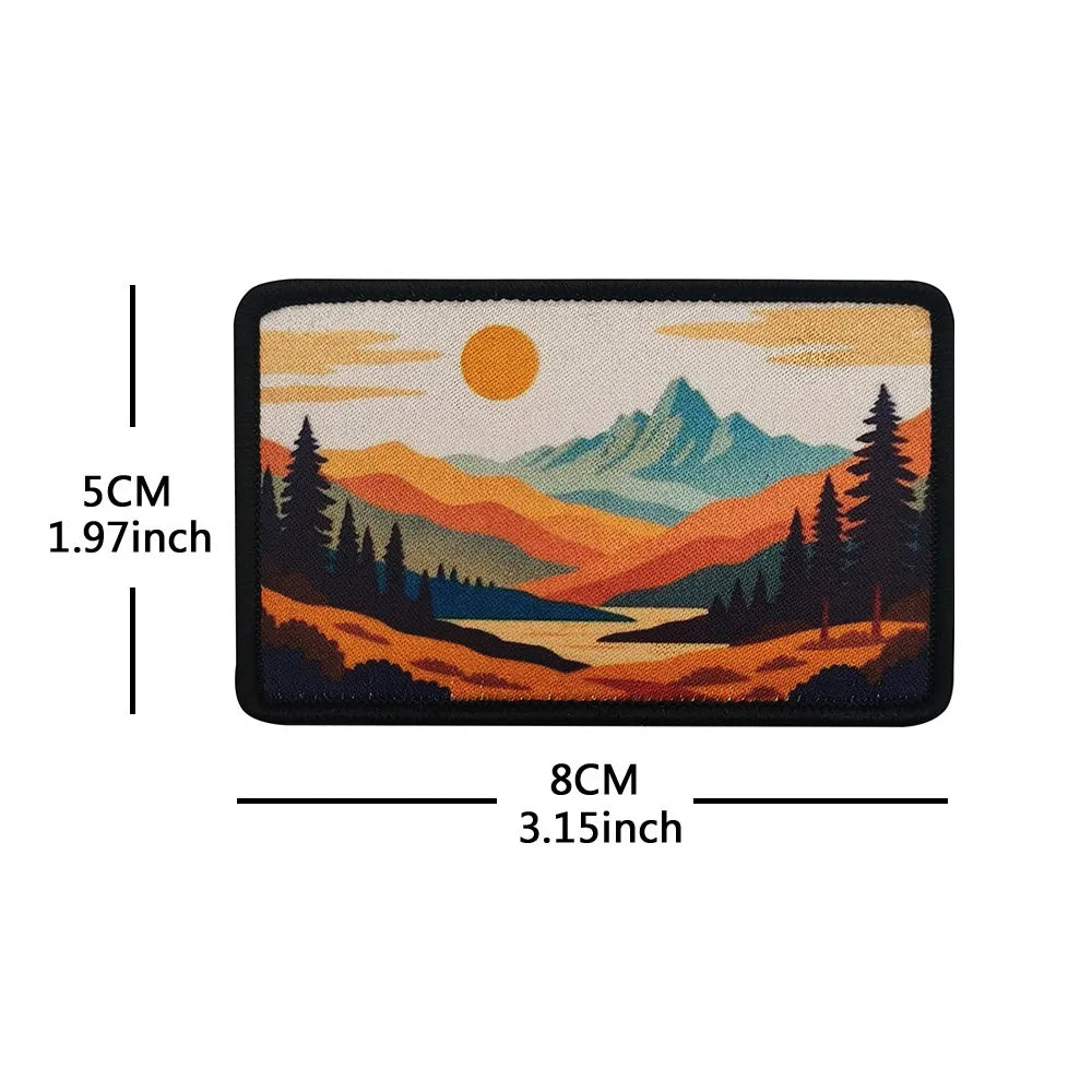 Sunrise Sunset Scenic Embroidered Hookloop Patches