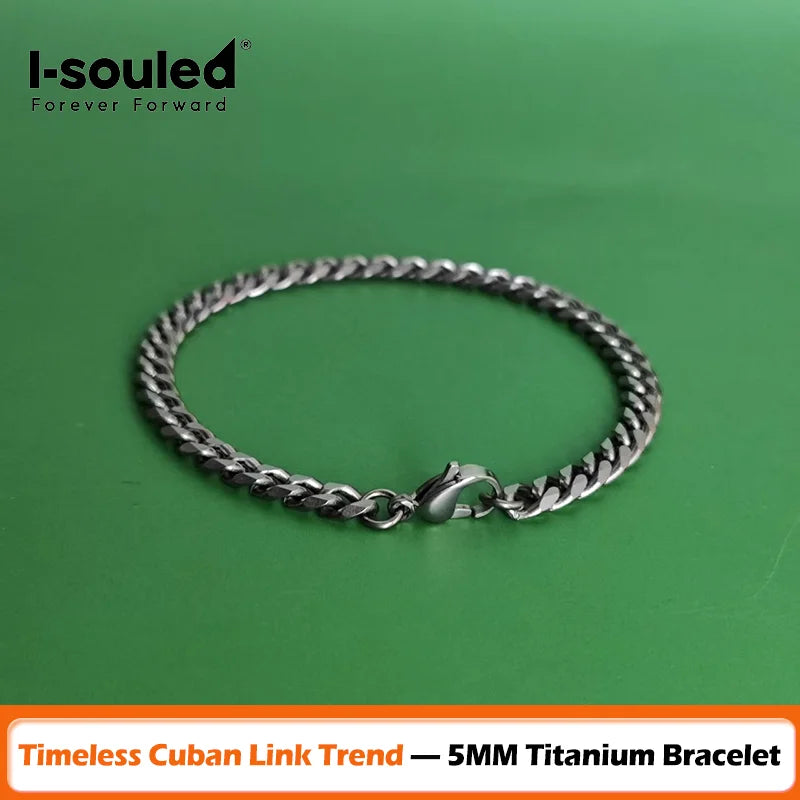 Mens Genuine Titanium Cuban Bracelet ScratchResistant Chain