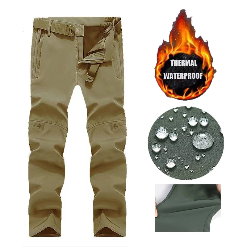 Men's Winter Waterproof Fleece-Lined Cargo Pants