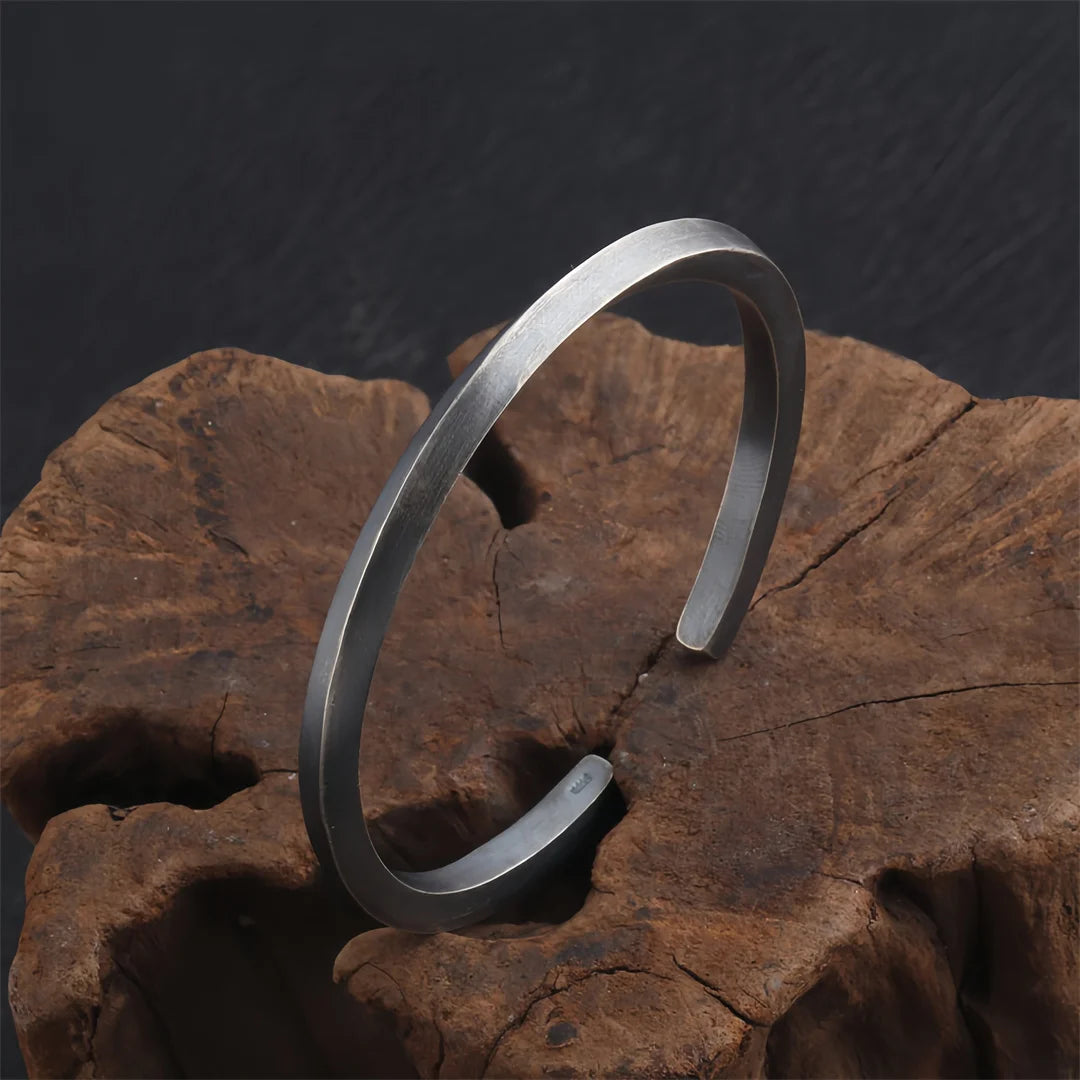S925 Sterling Silver Resizable Cuff Bangle Bracelet