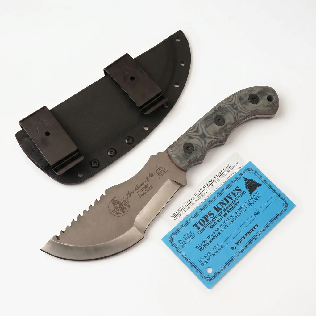 TOPS Tracker Stainless Steel Woodhandled Survival Knife