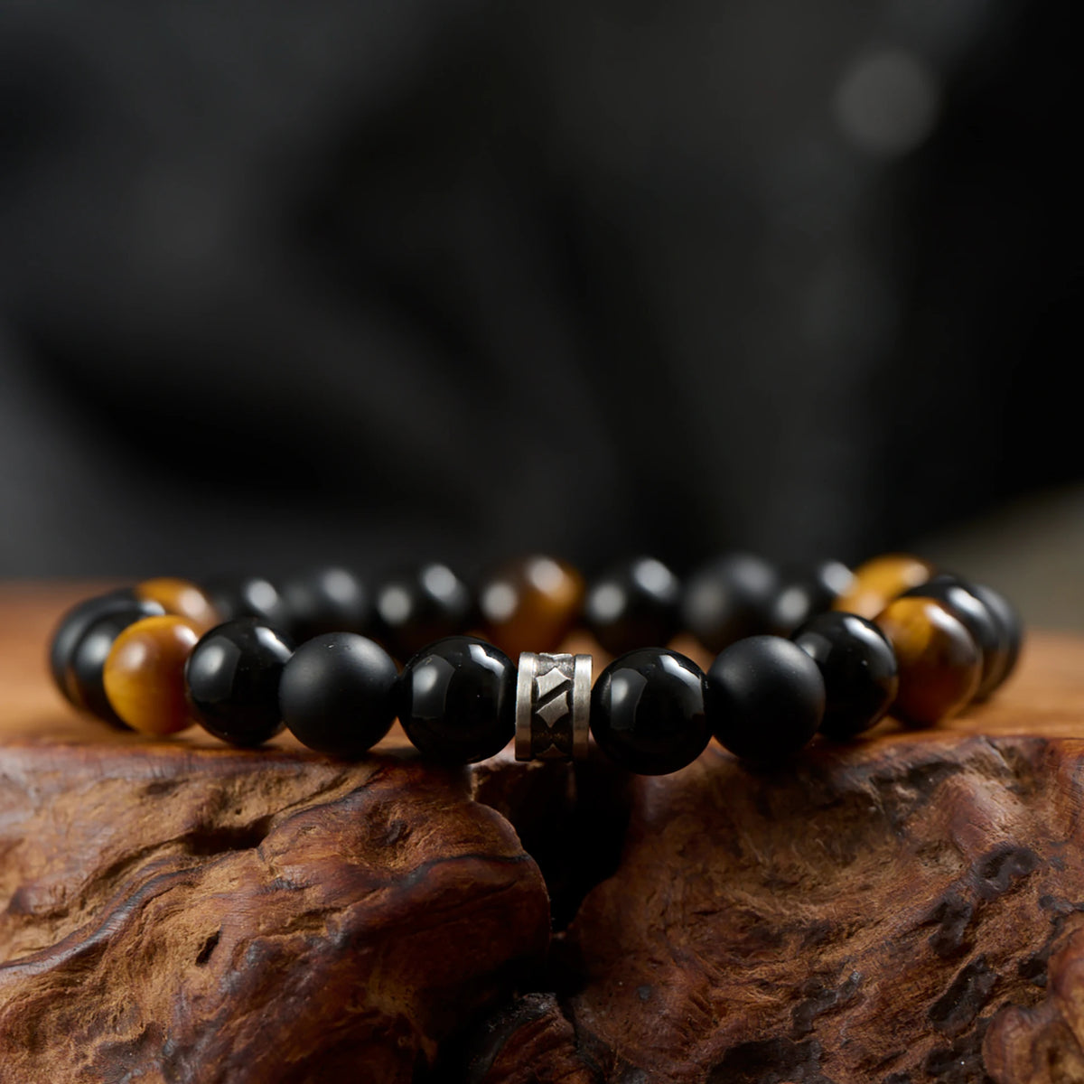 Mens 8mm TigersEye NaturalGemstone Beaded Bracelet