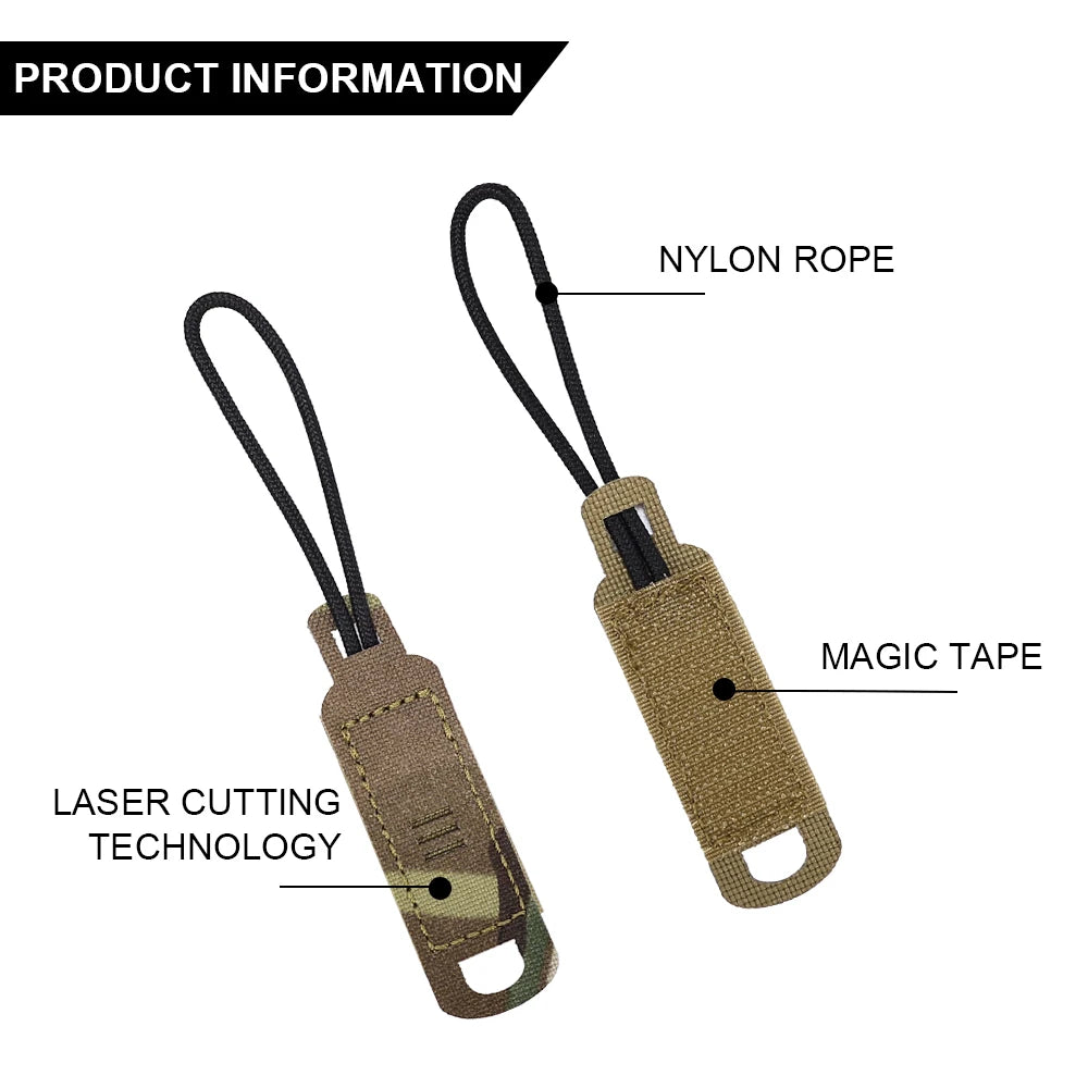 Tactical Nylon Backpack Zipper Pulls Hookloop Accessory