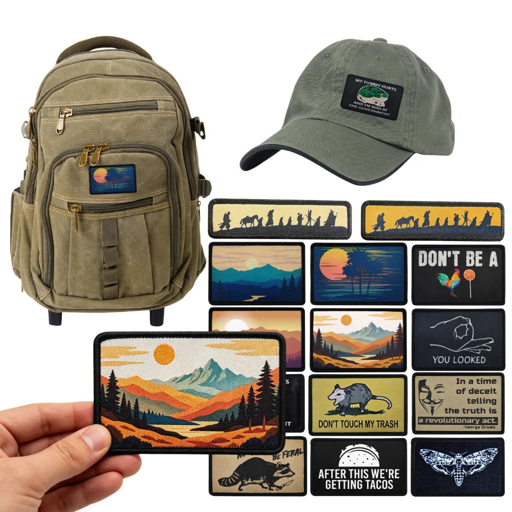 Sunrise Sunset Scenic Embroidered Hookloop Patches