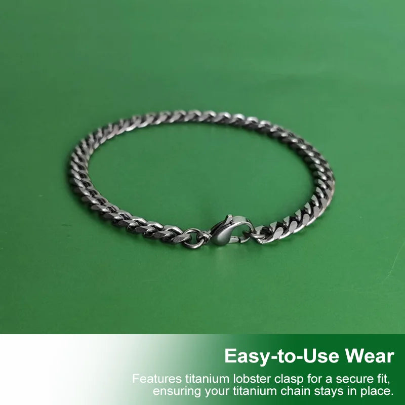 Mens Genuine Titanium Cuban Bracelet ScratchResistant Chain