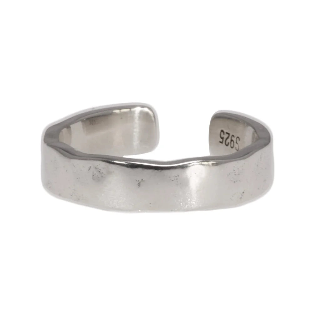 925 Sterling Silver Hammered Adjustable Ring Jewelry