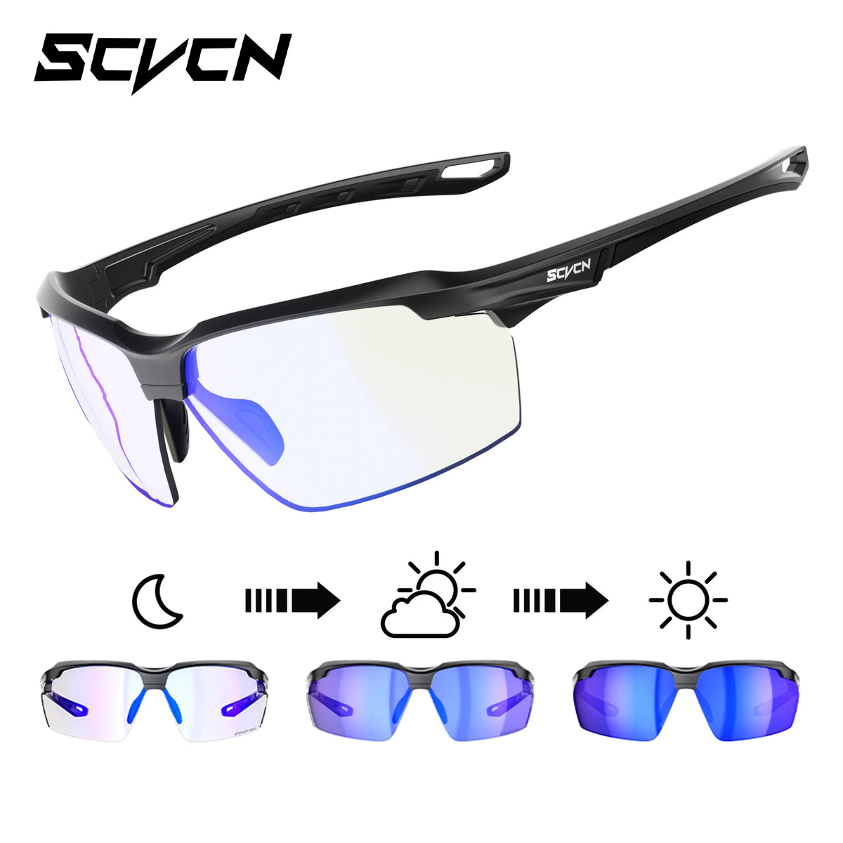 SCVCN Photochromic Polarized Tactical Safety Glasses