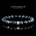 Men's Blue Tiger-Eye Titanium-Steel Beaded Bracelet