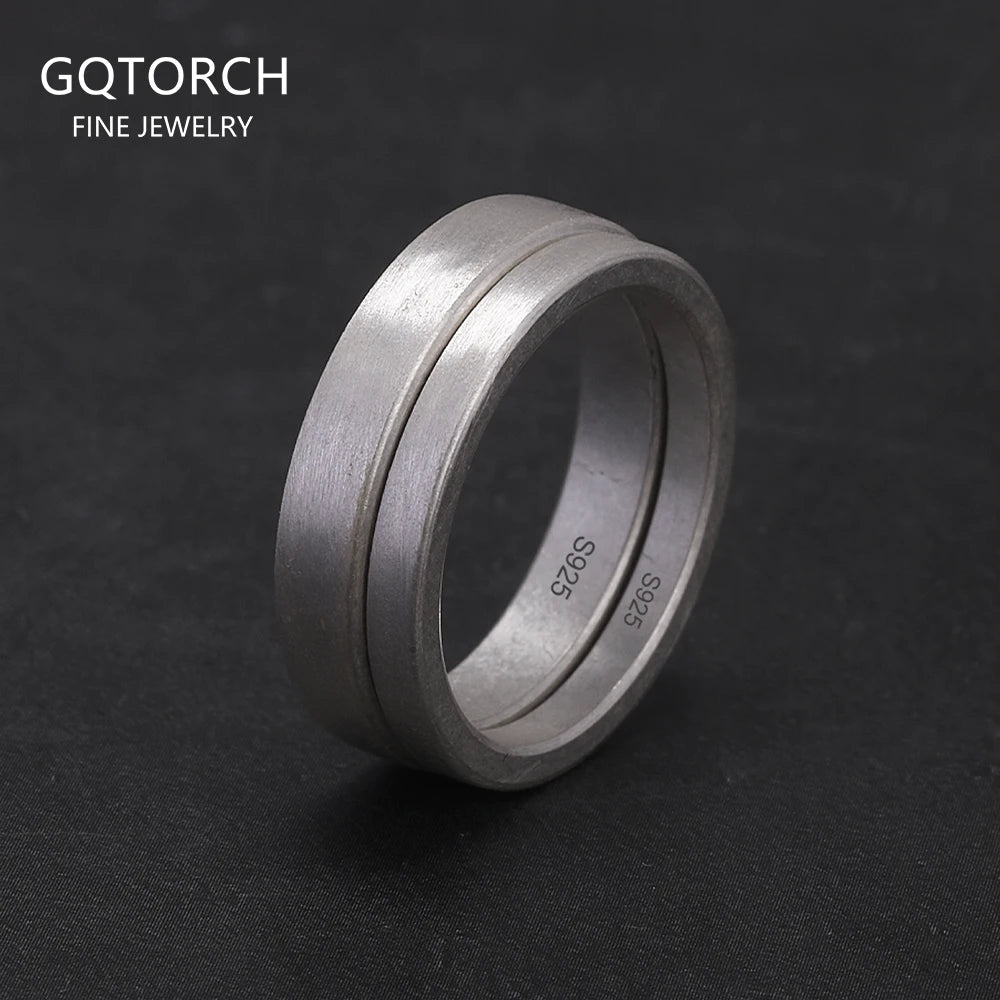 925 Sterling Silver Matte-Brushed Layer-Style Ring