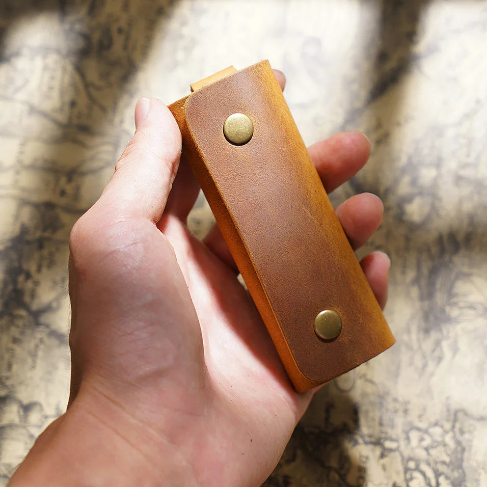 Authentic Cowhide Leather Keychain Holder Organizer