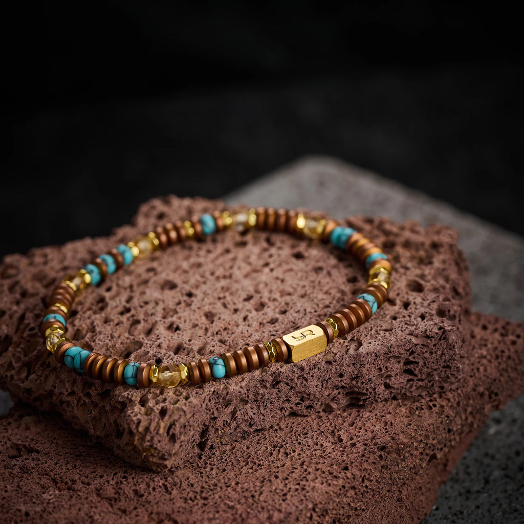 Unisex 4mm Matte-Brown Spacer-Bead Vintage Bracelet