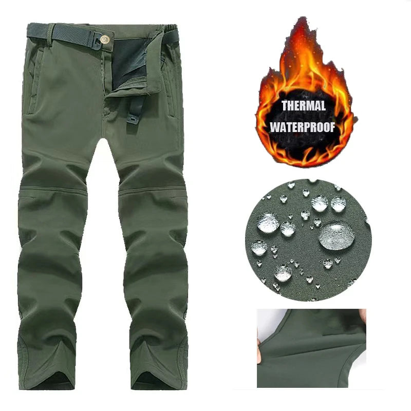 Men's Winter Waterproof Fleece-Lined Cargo Pants