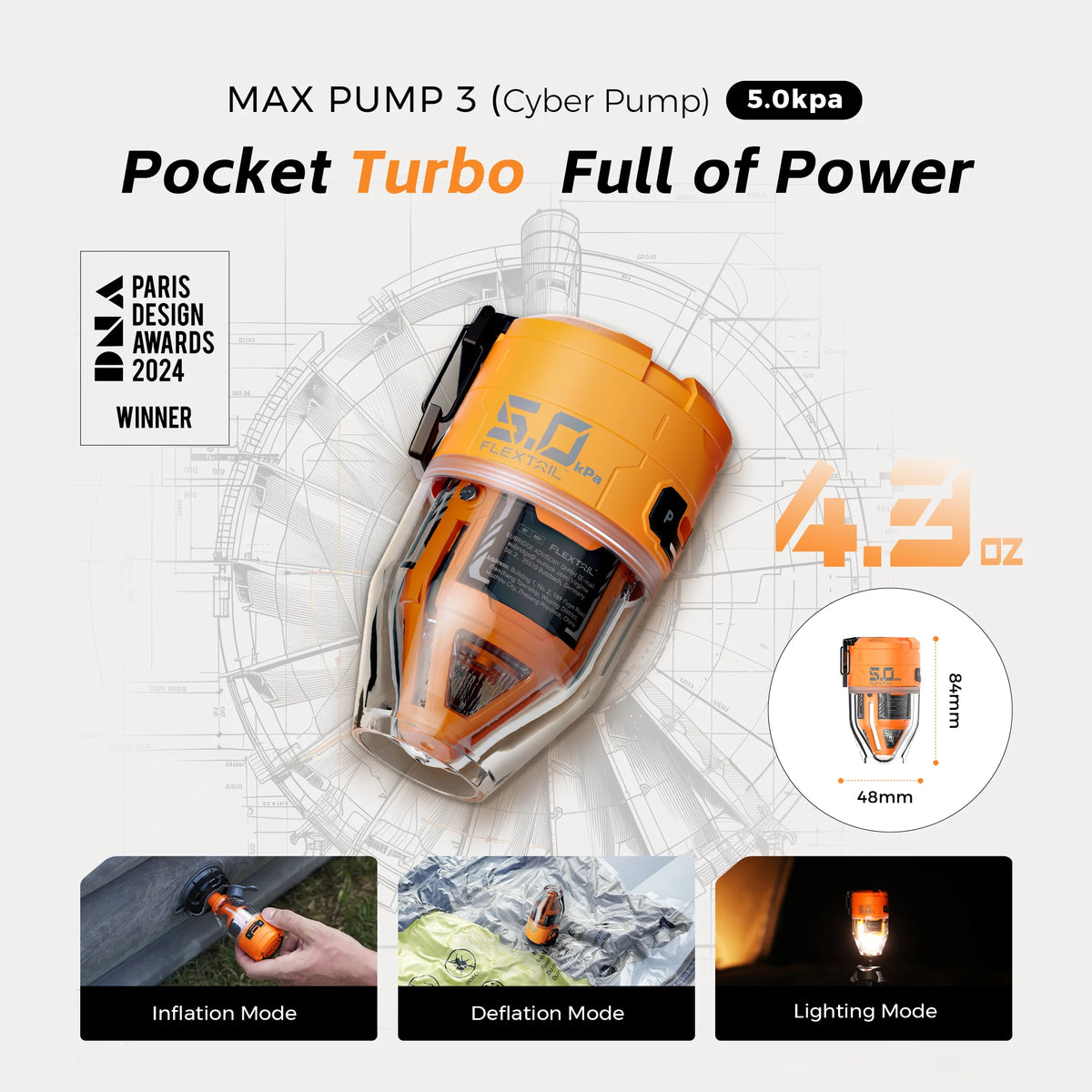 FLEXTAIL MAX PUMP3 High-Performance Inflator Lantern