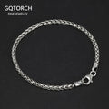 925 Sterling Silver 3mm Braided Wheat-Chain Bracelet