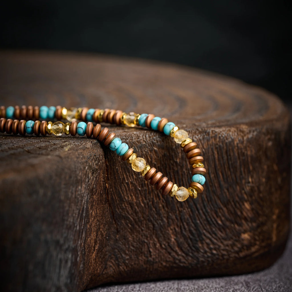 Unisex 4mm Matte-Brown Spacer-Bead Vintage Bracelet