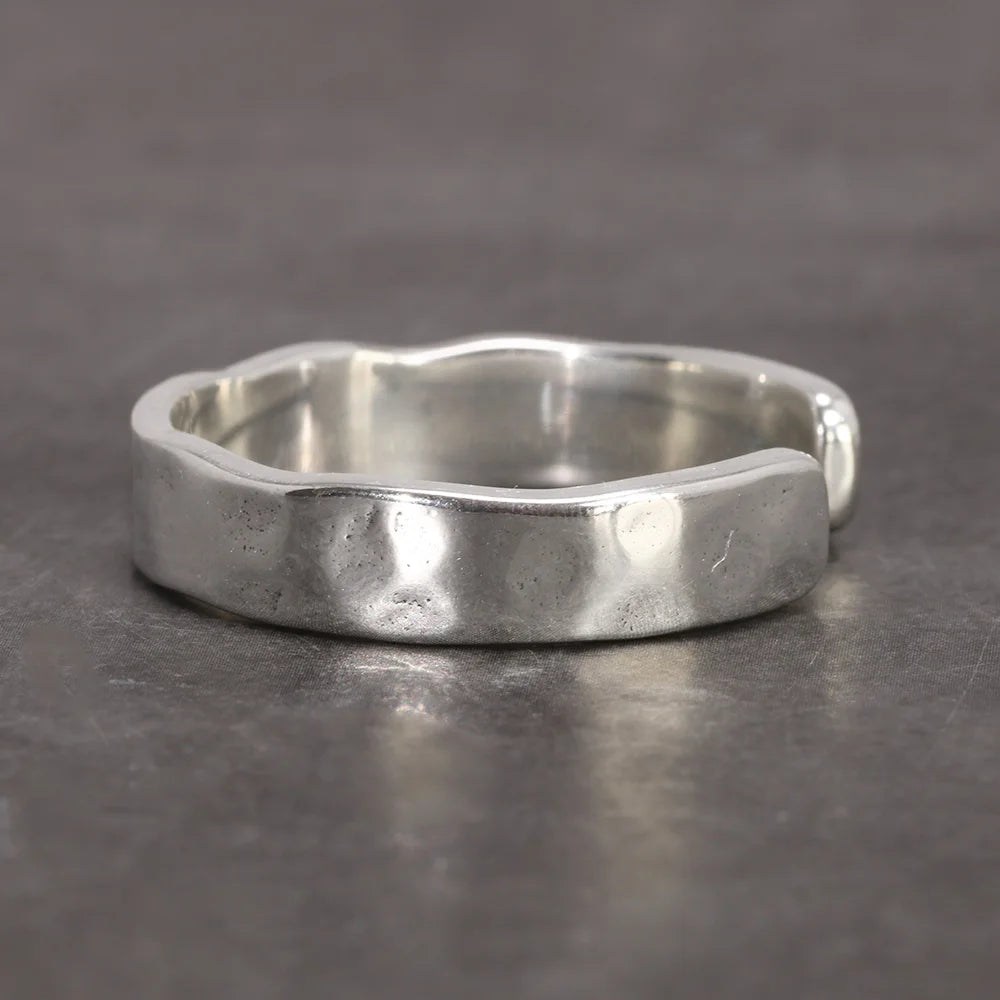 925 Sterling Silver Hammered Adjustable Ring Jewelry