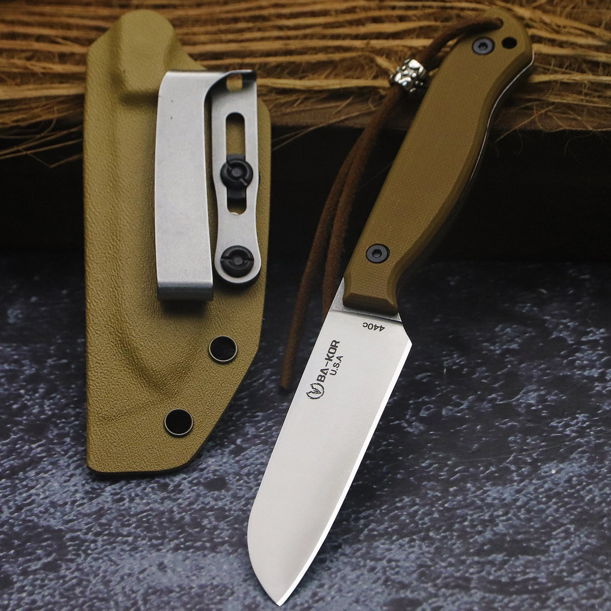 440C Stainless Steel FullTang Outdoor Knife Sheath