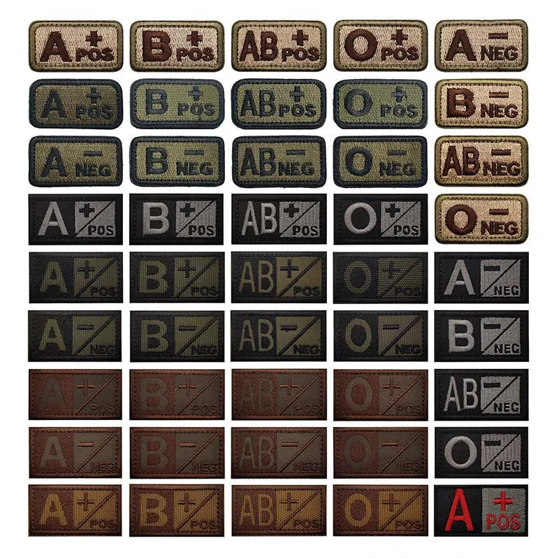 ABO Blood-Type Positive-Negative Fabric Badge Patches