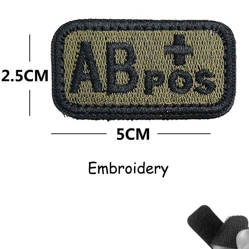 ABO Blood-Type Positive-Negative Fabric Badge Patches