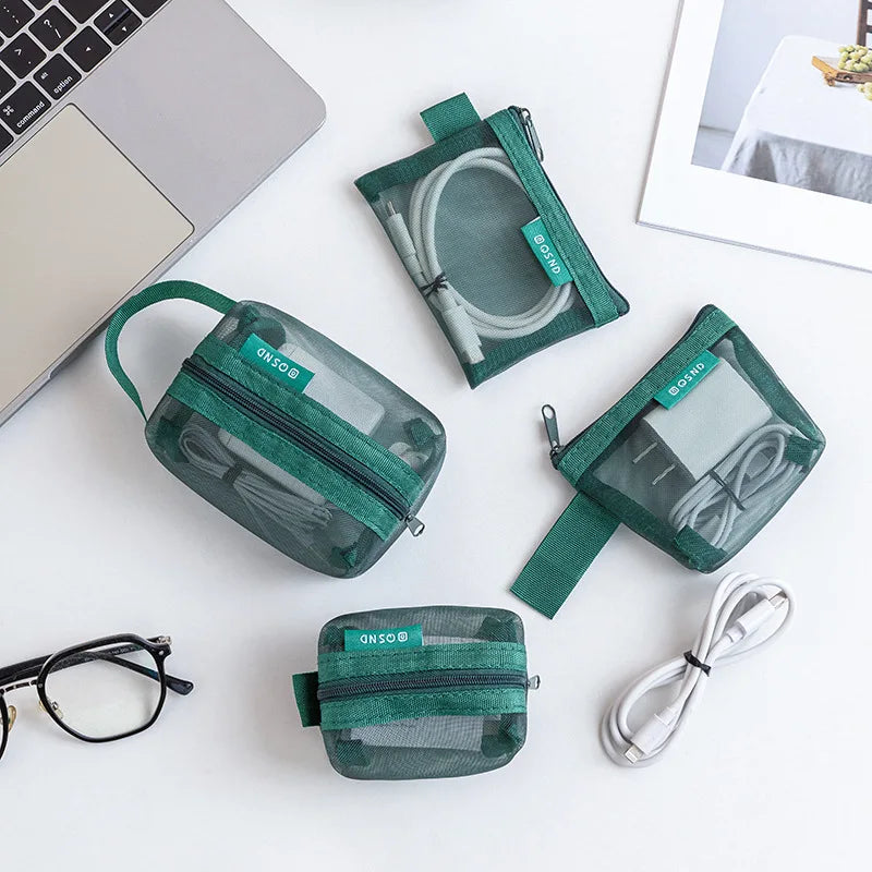 Transparent Mesh Coin Miscellaneous Storage Pouches