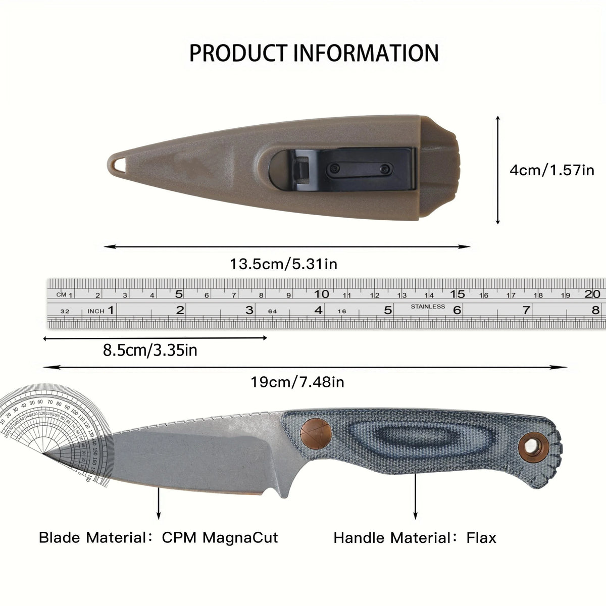 Model 203 CPM-MagnaCut Stainless-Steel Fixed-Blade Knife