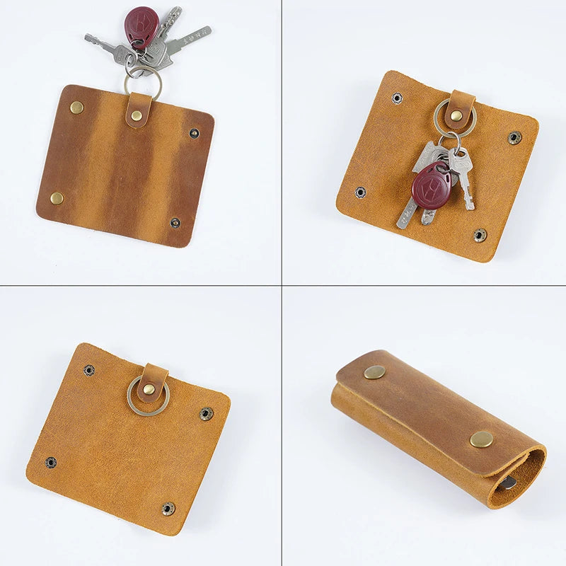 Authentic Cowhide Leather Keychain Holder Organizer